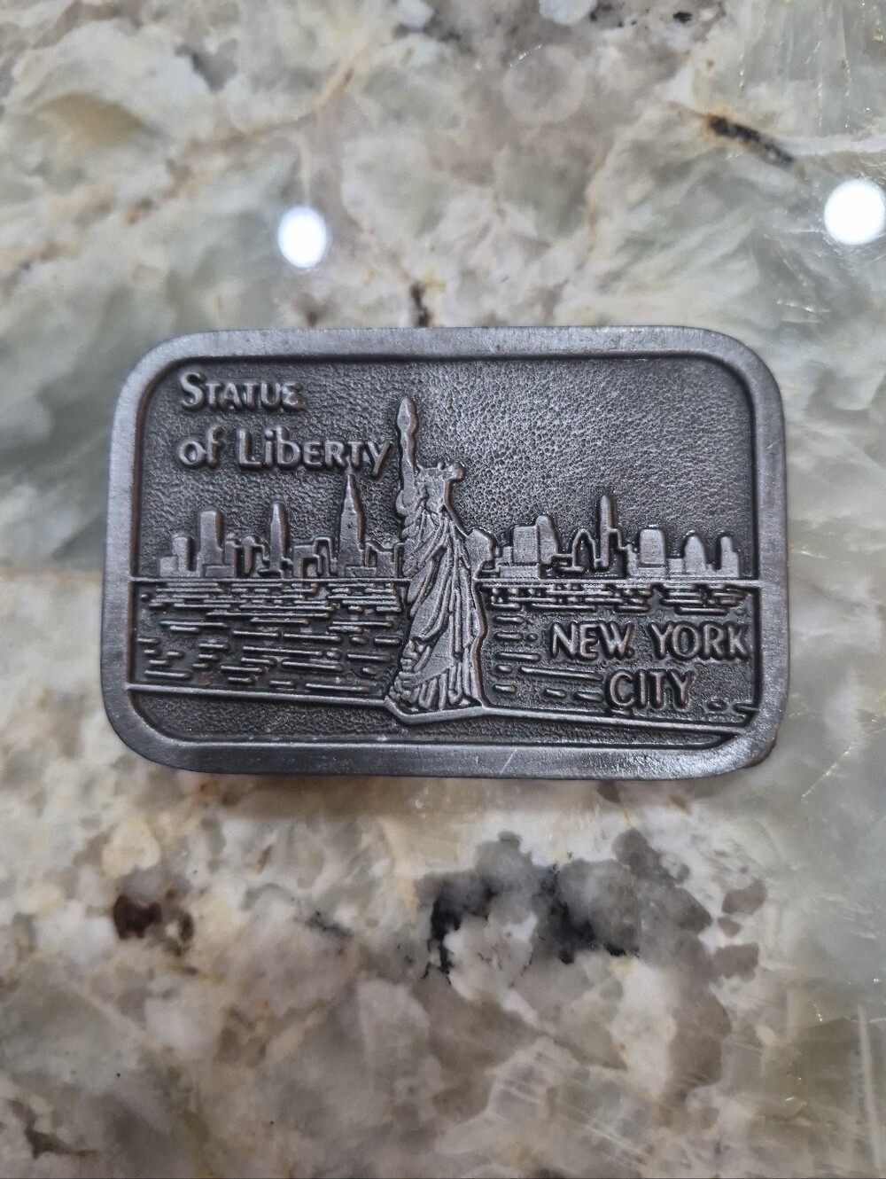 Vintage New York City Statue Of Liberty Silver Belt Buckle